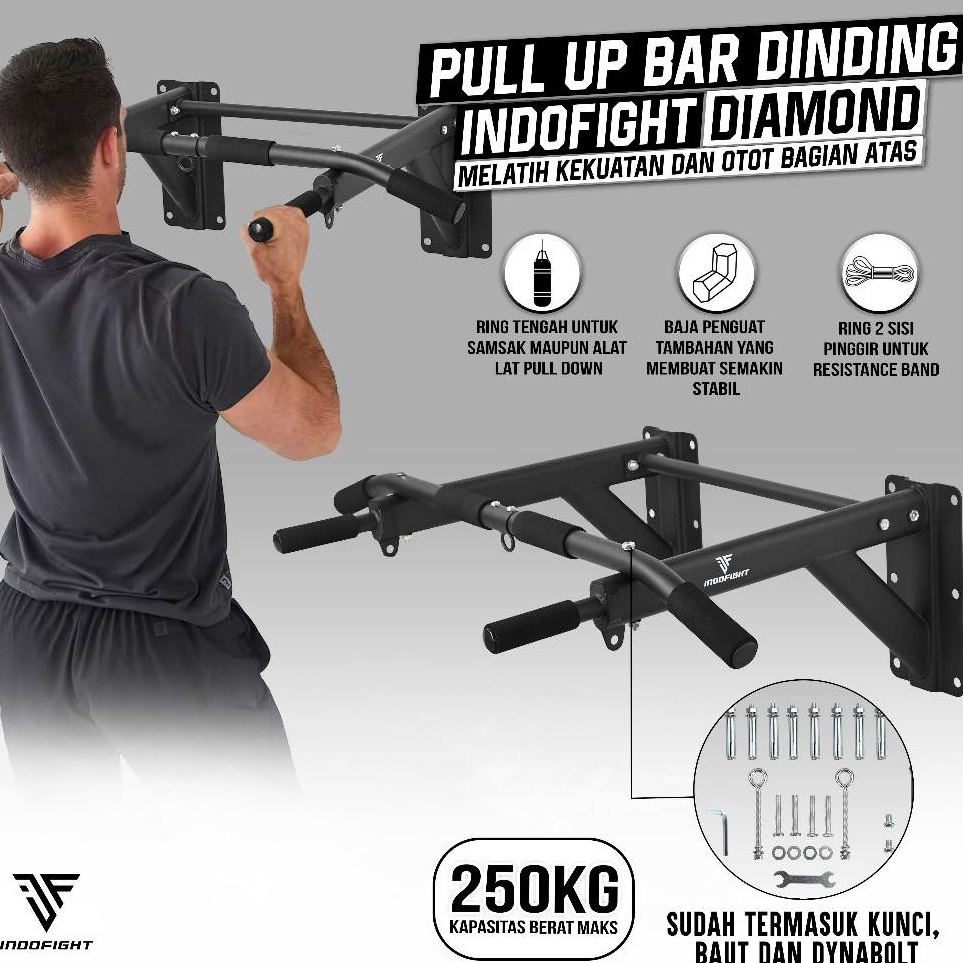 KODE X22R Pull Up Bar Dinding Indofight Chin Up Bar Tiang Gantungan Besi Alat Pull Up Di Rumah