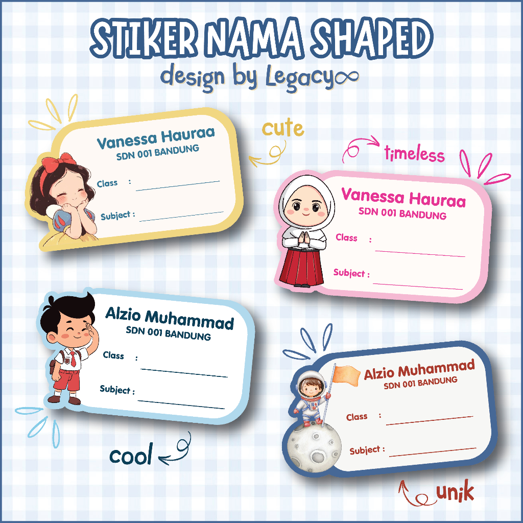 

Stiker Nama Shaped / Stiker Nama Sekolah / Stiker Nama Buku / Sticker Pelajaran