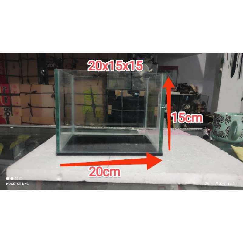 aquarium 20x12x15 aquarium guppy / channa dwarf / channa kecil dan cupang