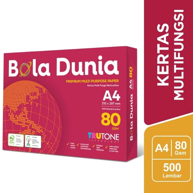 

KODE W82B Kertas A4 8 Gram Bola Dunia Kertas HVS A4 8 GSM Bola Dunia