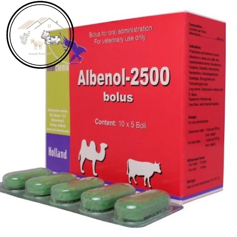 Albenol 2500 bolus ( isi 50 bolus ) | obat cacing sapi