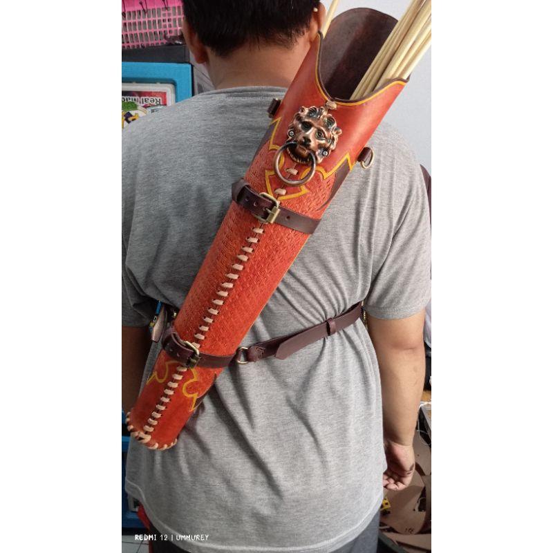 QUIVER TABUNG// TEMPAT ARROW KULIT SAPI ASLI