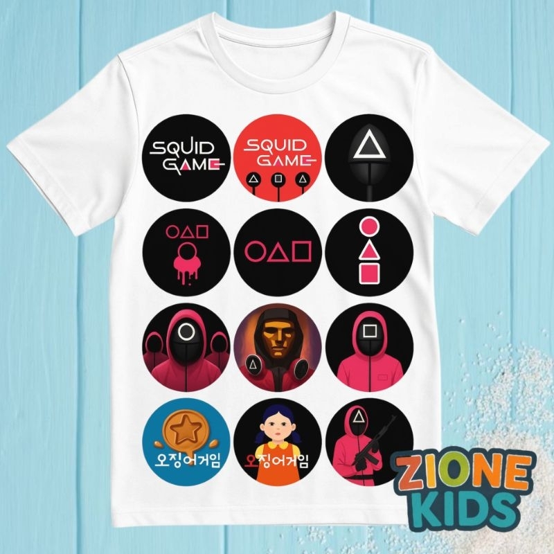 BAJU ANAK SQUID GAME LENGAN PENDEK - COCOK UNTUK AKTIVITAS SEHARI-HARI