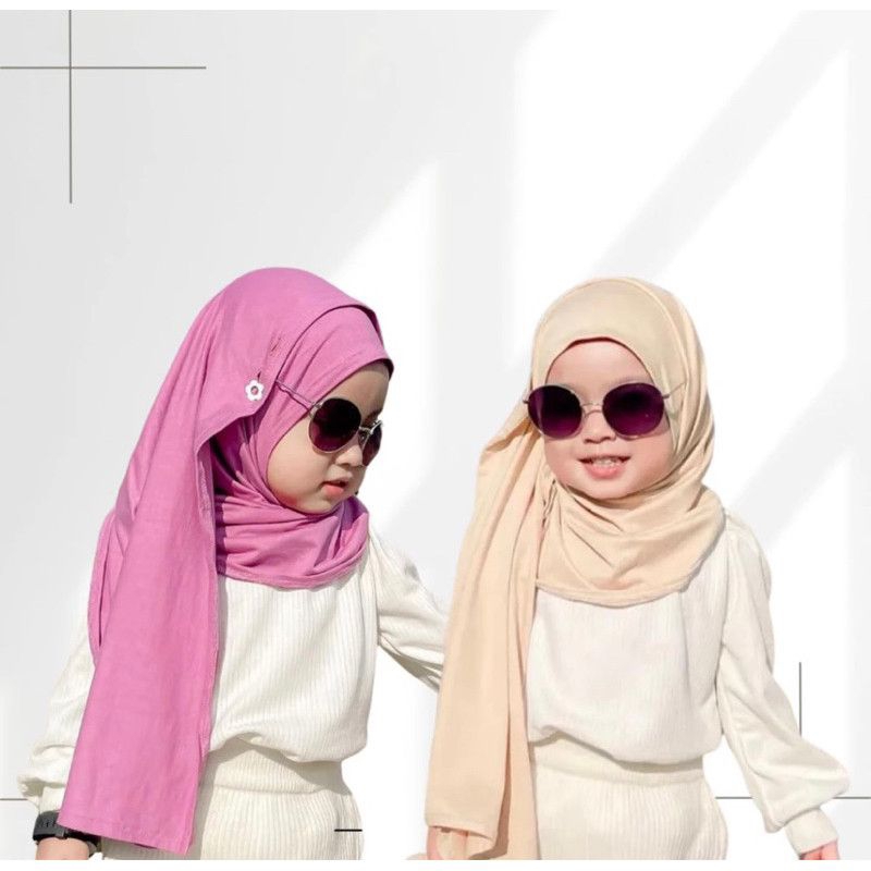 TERBARU Hijab Pashmina Instan kancing anak