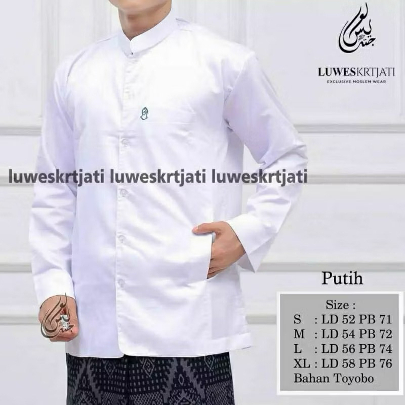 Baju koko pria pekalongan saku terompah Dusty pink merk luwes