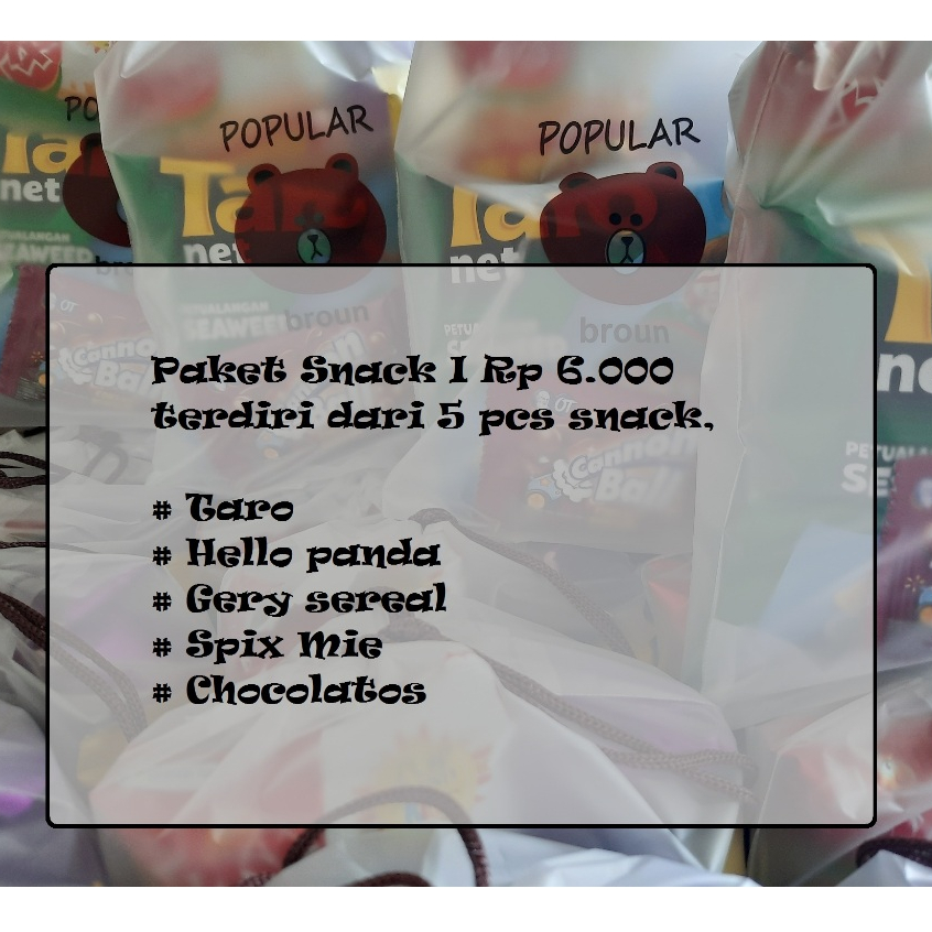 

Paket Snack Ulang Tahun / Paket Snack Rp 5.000,- / Pouch Hampers Mini / Bingkisan Ulang tahun / Paket Snack Ulang Tahun Anak / Paket snack ulang tahun kemasan pouch kecil / Hampers snack / Bingkisan Hampers / Parcel Ultah / Khitanan / Ramadhan / Lebaran