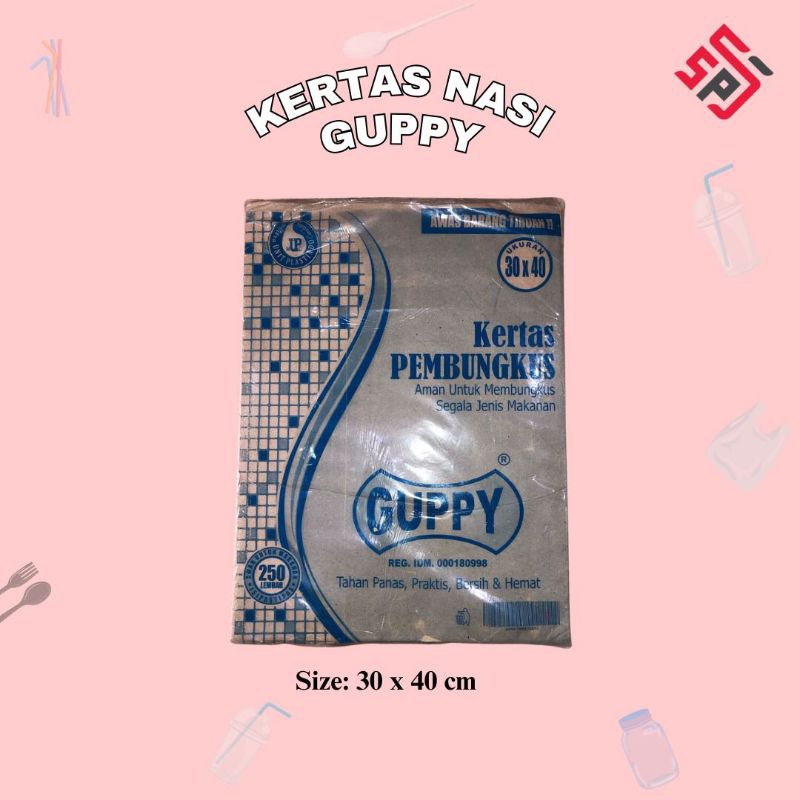 Kertas nasi guppy besar 30×40/pembungkus nasi/kertas nasi coklat 250 lembar