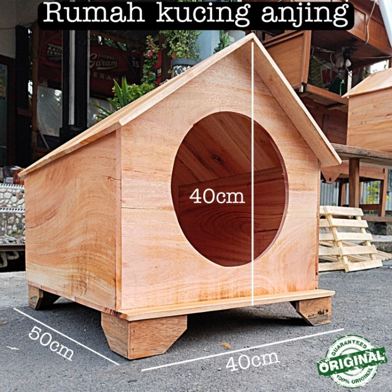 KANDANG RUMAH KUCING | ANJING KAYU MAHONI PINTU BULAT
