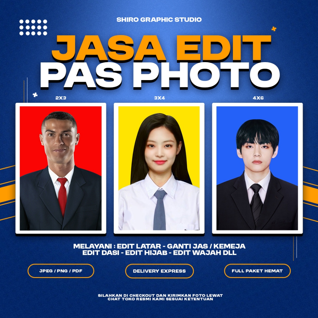 Edit Pas Foto Profesional ( Full Paket Pas Foto 2X3/3X4/4X6 )