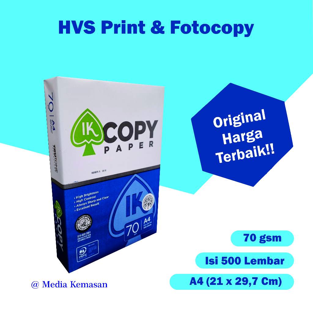 

HVS 70 GR A4 IK Copy (kertas potocopy, print & cetak offset)