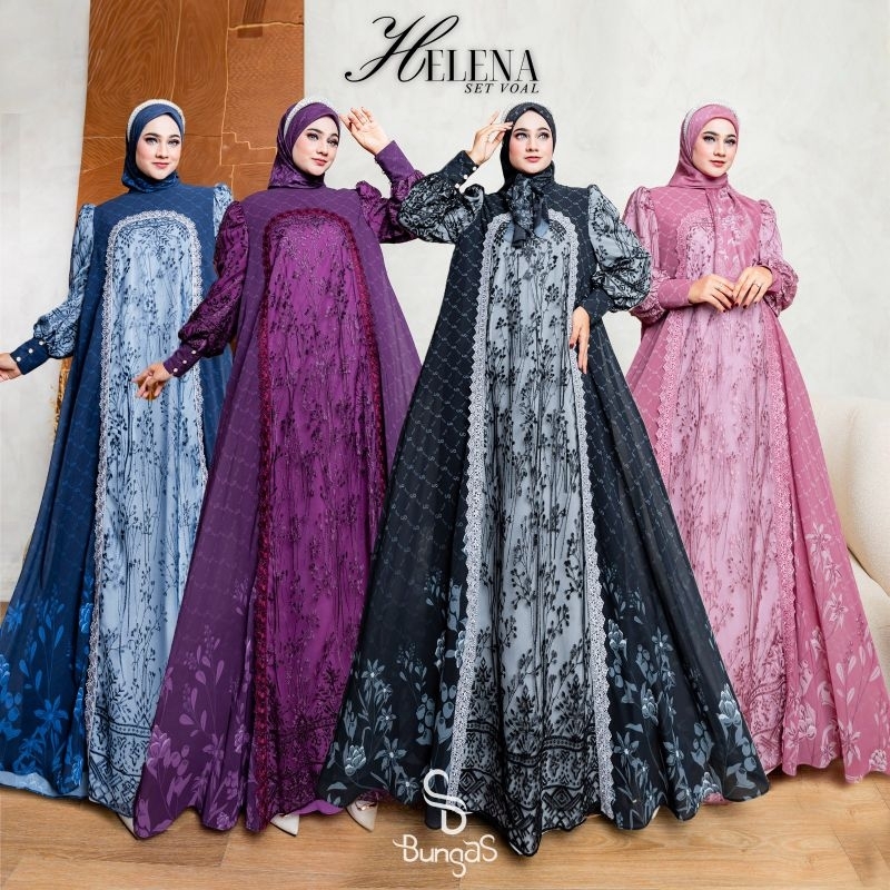 Gamis Syari HELENA Set Voal By BUNGAS Syari