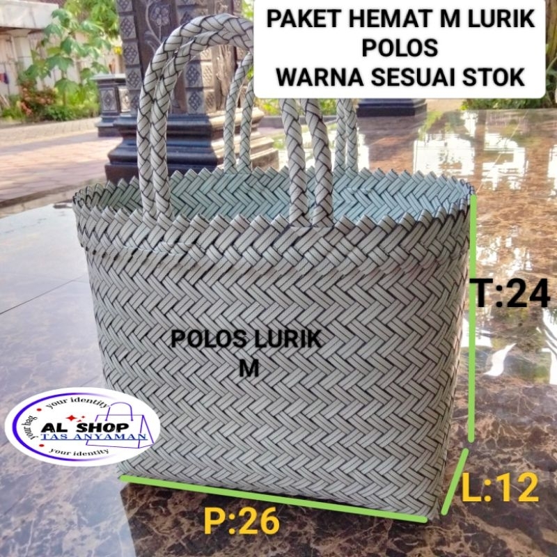 Paket 50 pcs Polos M Lurik Ngawi/Tas Anyaman Polos Lurik Ngawi