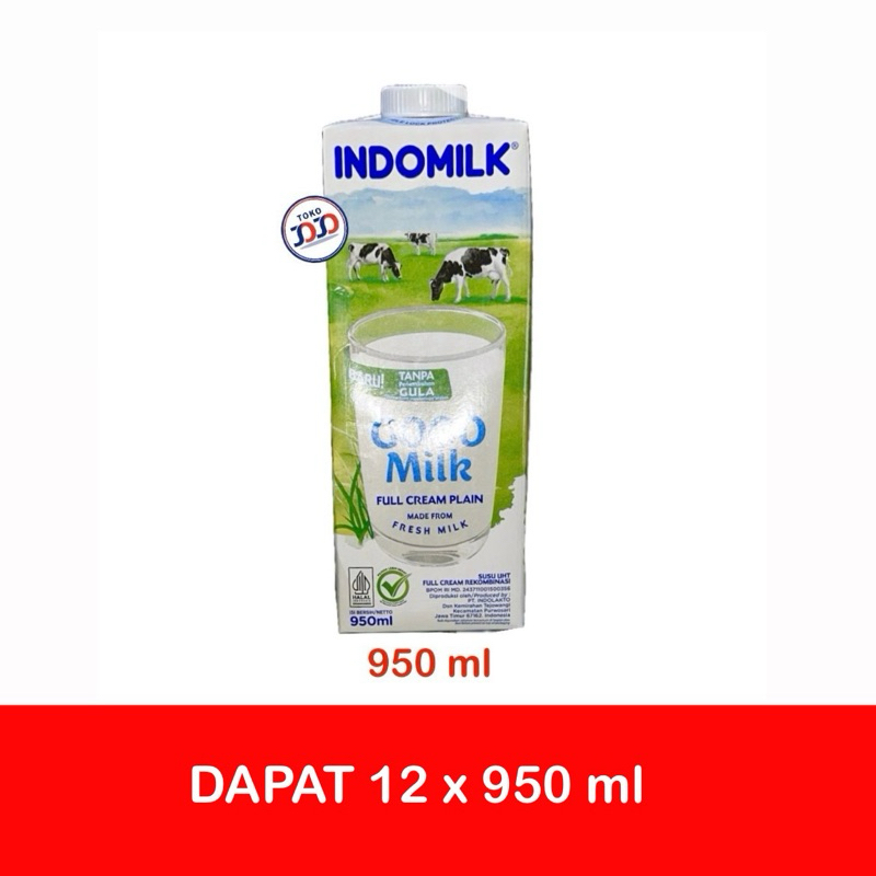 

Indomilk Full Cream Susu UHT Plain 12 pcs x 950 ml