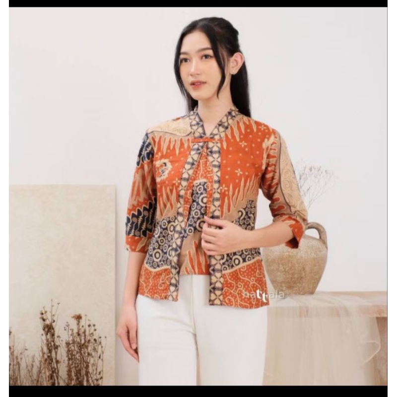 (PRELOVED) Atasan Batik Kerja Blouse Bolero Seragam Kantor Original - Katun Prima