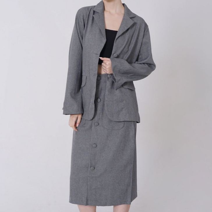 DAISEA LOFT - Freya Set Oversized Blazer & Midi Skirt || Blazer Korea || Skirt Korea