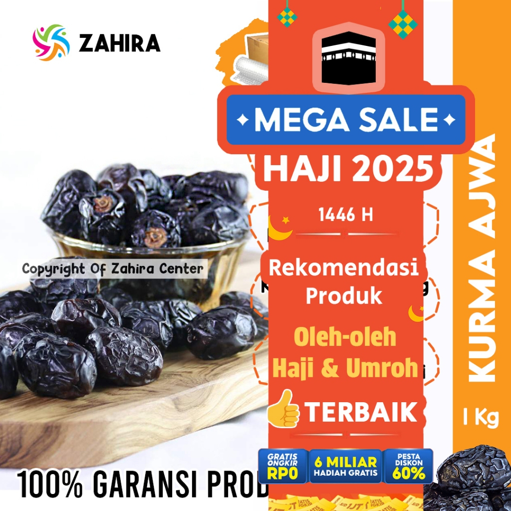 

KURMA AJWA Premium 1Kg Asli Tanpa Campuran Untuk Memperlancar Ibu Melahirkan MPASI & Menyusui Anak