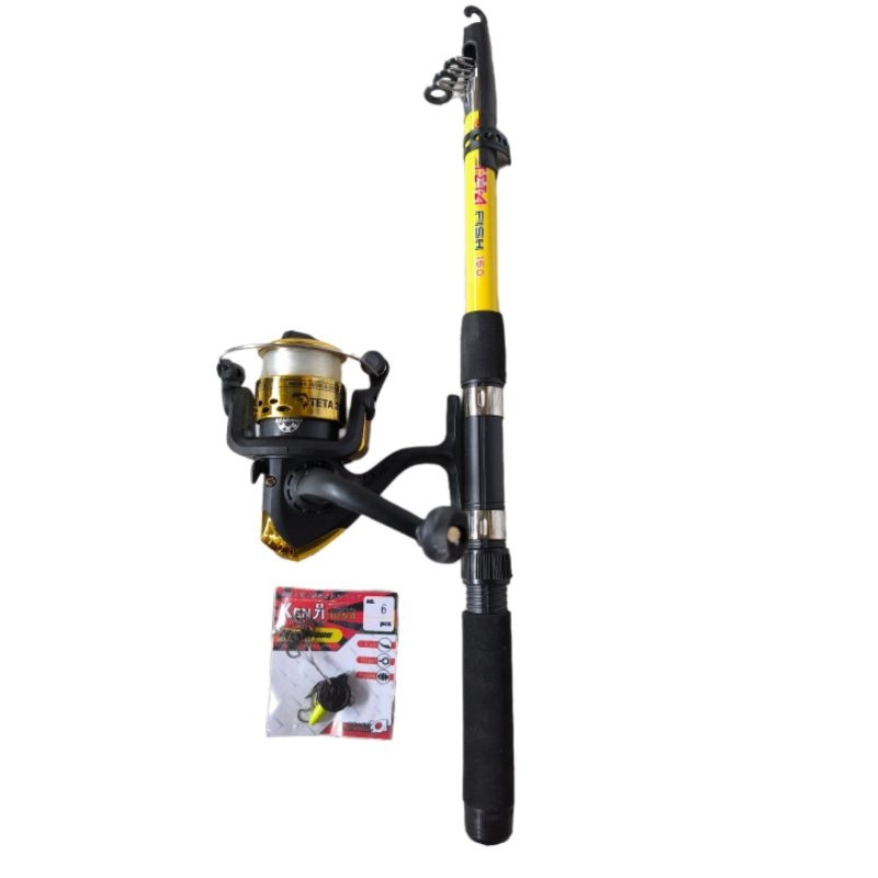 {COD} 1 Set Komplit Joran Antena 150CM. Warna FULL KUNING