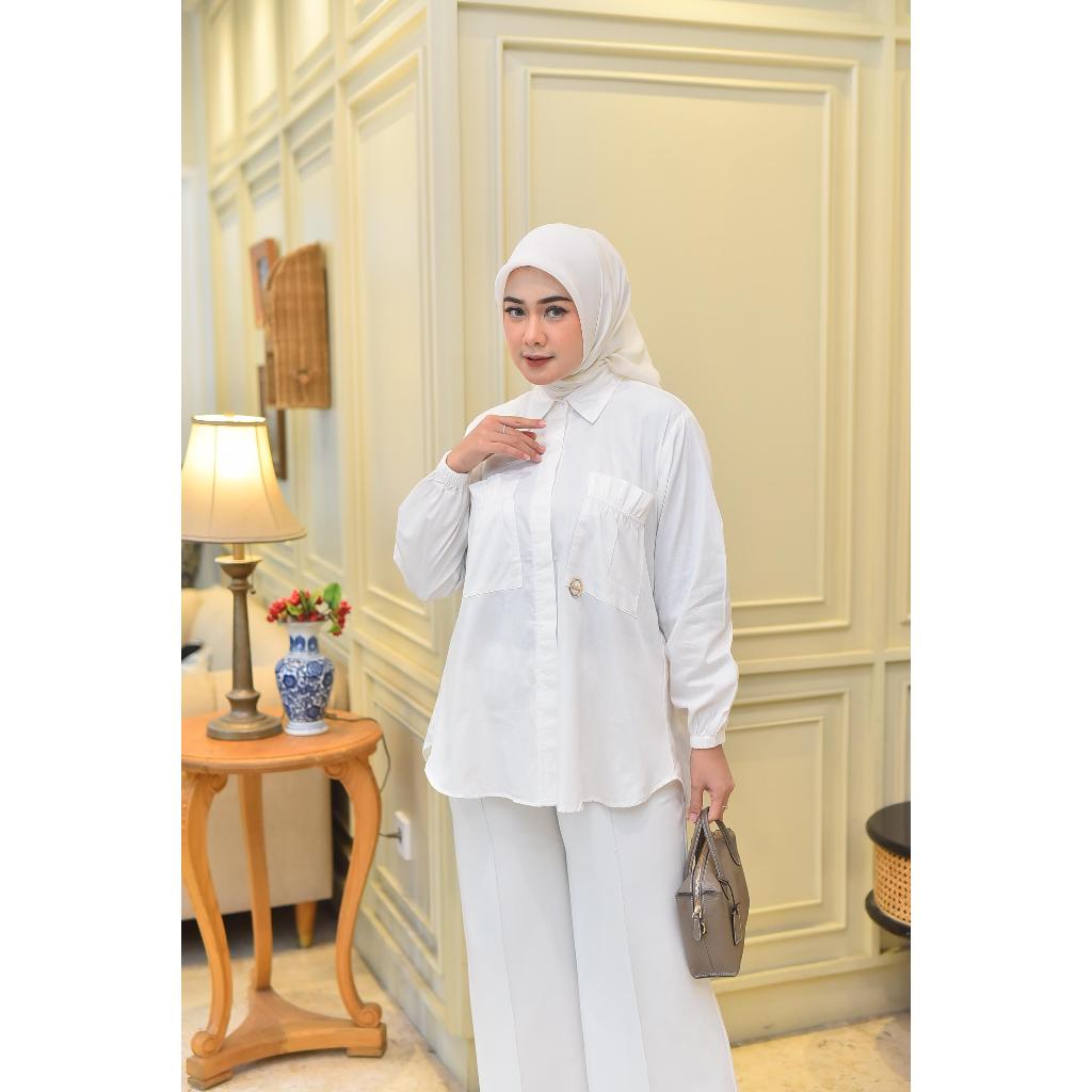 [MERAH PUTIH EDITION] Atasan Wanita DELISA BLOUSE Katun Jepang LD 110/kemeja lengan panjang polos
