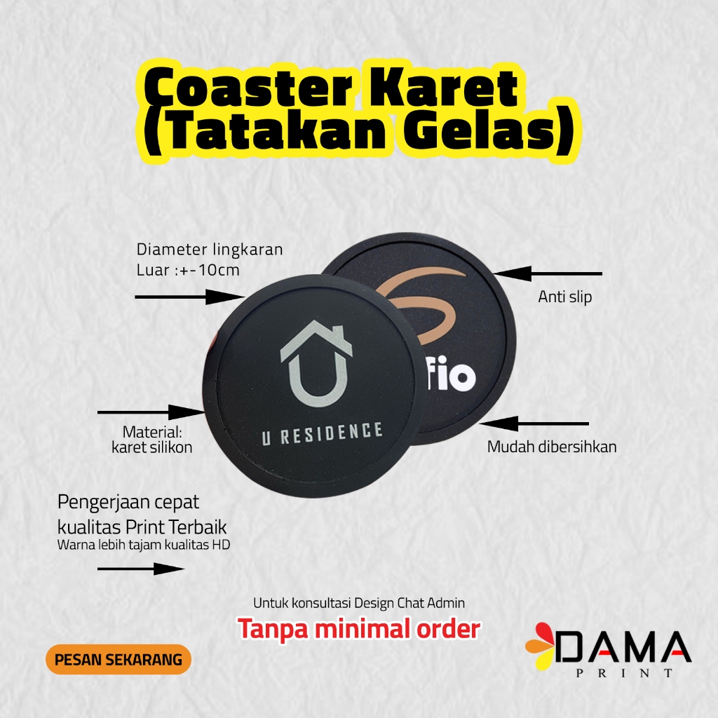 COASTER KARET / TATAKAN GELAS / PRINT UV / COASTER PRINT UV