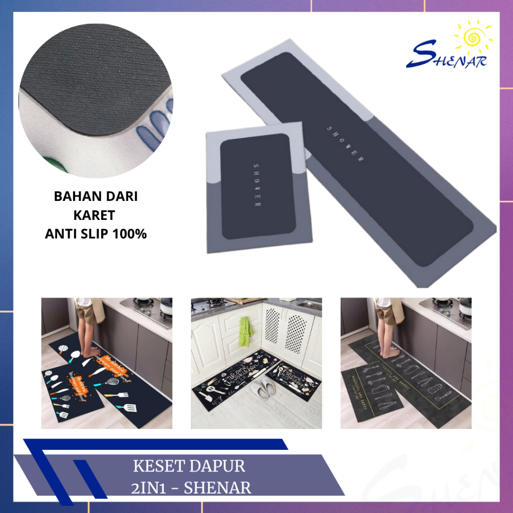 "Keset Premium Diatom Alas Karet" Keset Dapur Premium 1 Set / 2 In 1 Kitchen Floor Mat / Keset Kaki 