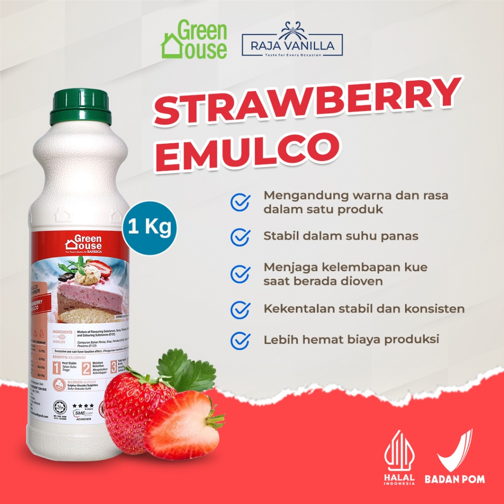 

Green House Strawberry Emulco - Perisa Malaysia Pasta Warna Stroberi 1 kg
