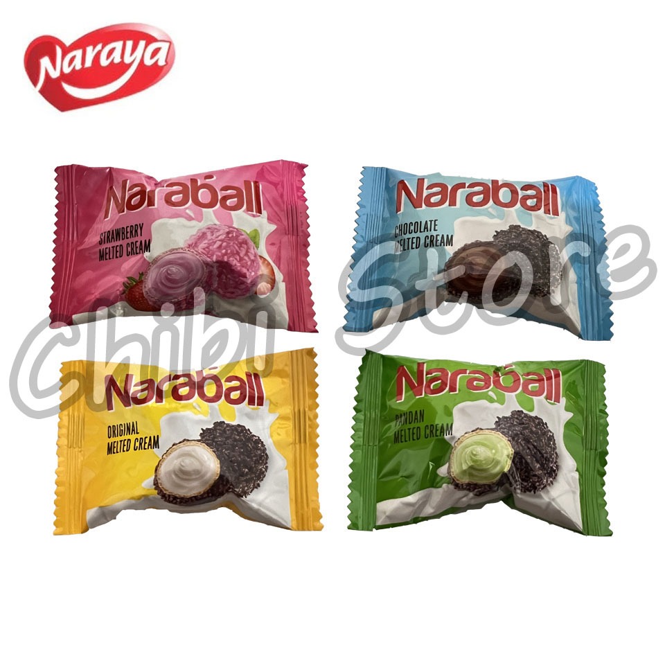 

[1 PCS] ECER Naraya NARABALL Biscuit Wafer Ball Original Chocolate Strawberry Pandan Melted Cream - Wafer Salut Cookies Mellow Delicious Rasa Original Cokelat Vanilla Stroberi Pandan - Biskuit Wafer Salut Kukis isi Krim
