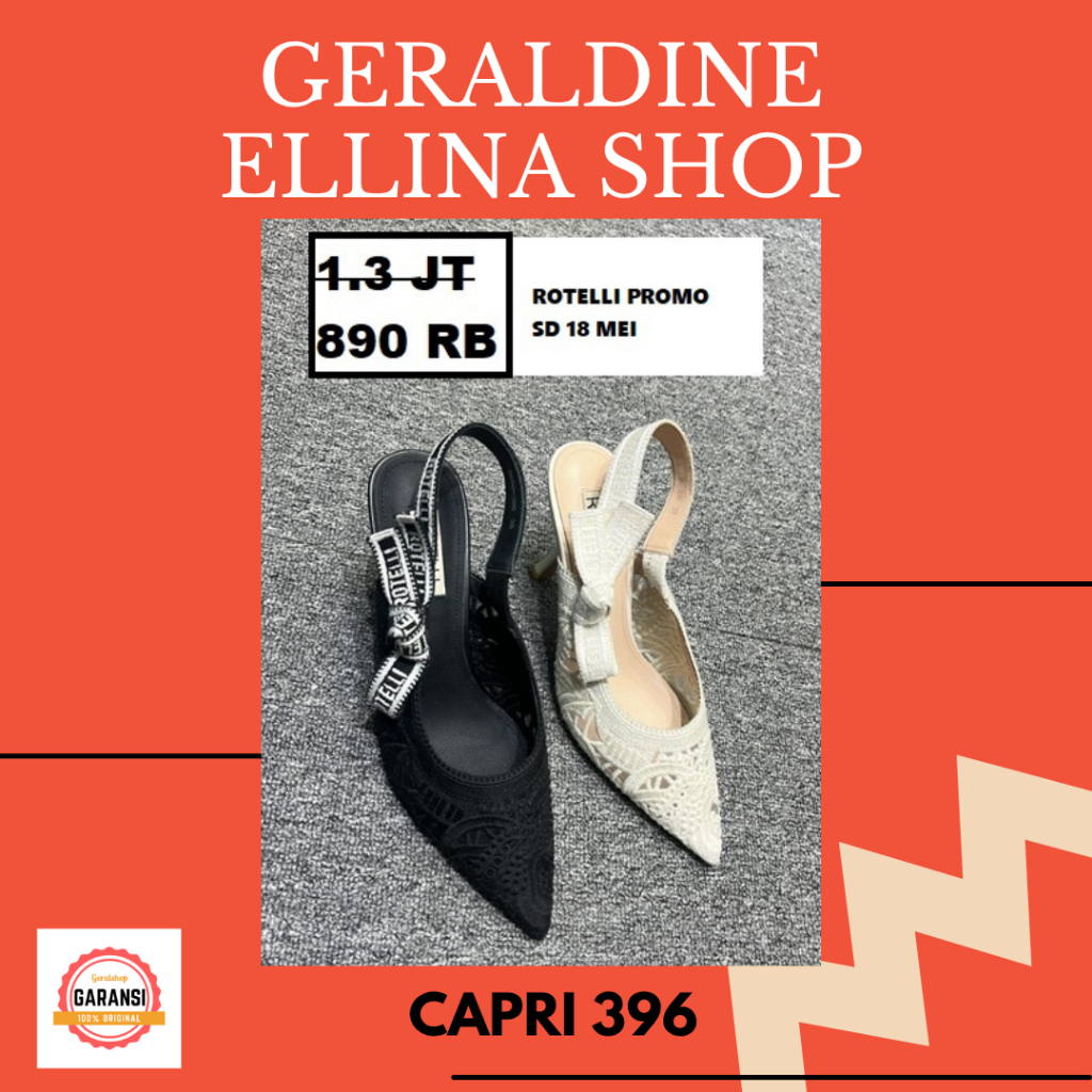 Sepatu heels Rotelli wanita seri POINTY CRYSTAL 100% Original