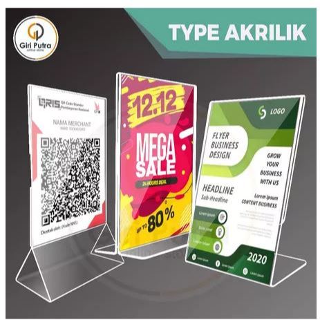 

AKRILIK / DISPLAY BROSUR A6 / STAND QRIS A6 / DISPLAY NOMOR MEJA