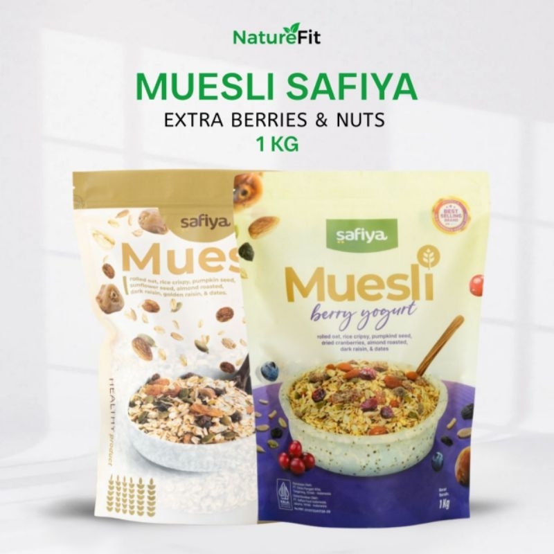 

Muesli Safiya Original 1Kg + Berry Yogurt 1Kg - with Almond Premium | Sereal & Snack Diet Sehat