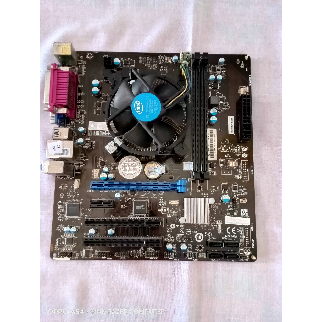 Paket Mobo Motherboard H81 Intel Processor G3250 & Fan Socket LGA 1150 Onboard Ddr3