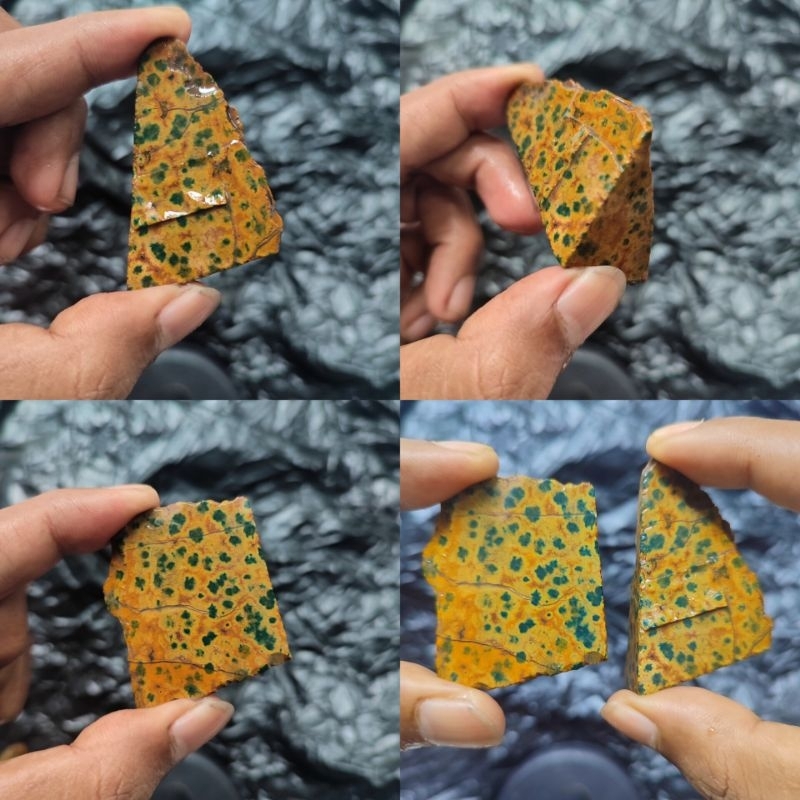 Batu akik telur kodok/Akik telur kodok sumatera/Batu akik totol hijau