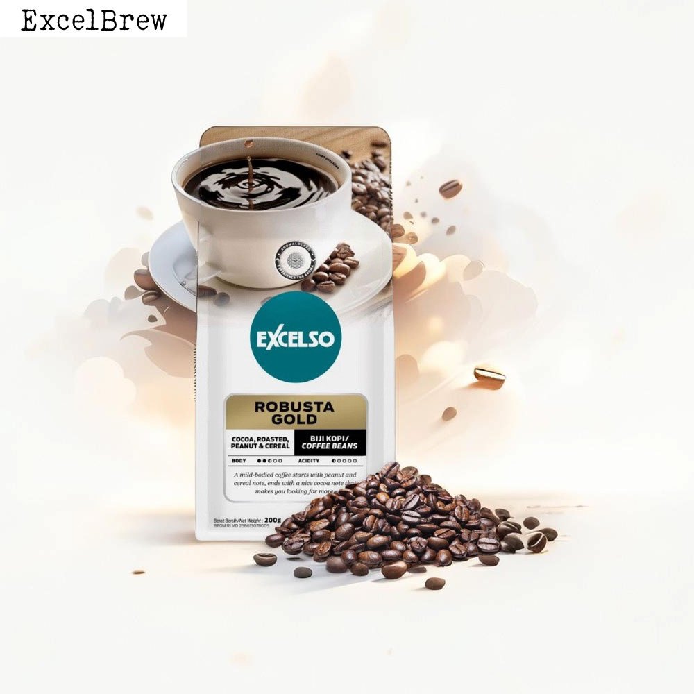 

Excelso Kopi Robusta Gold Biji/Bean 200Gr