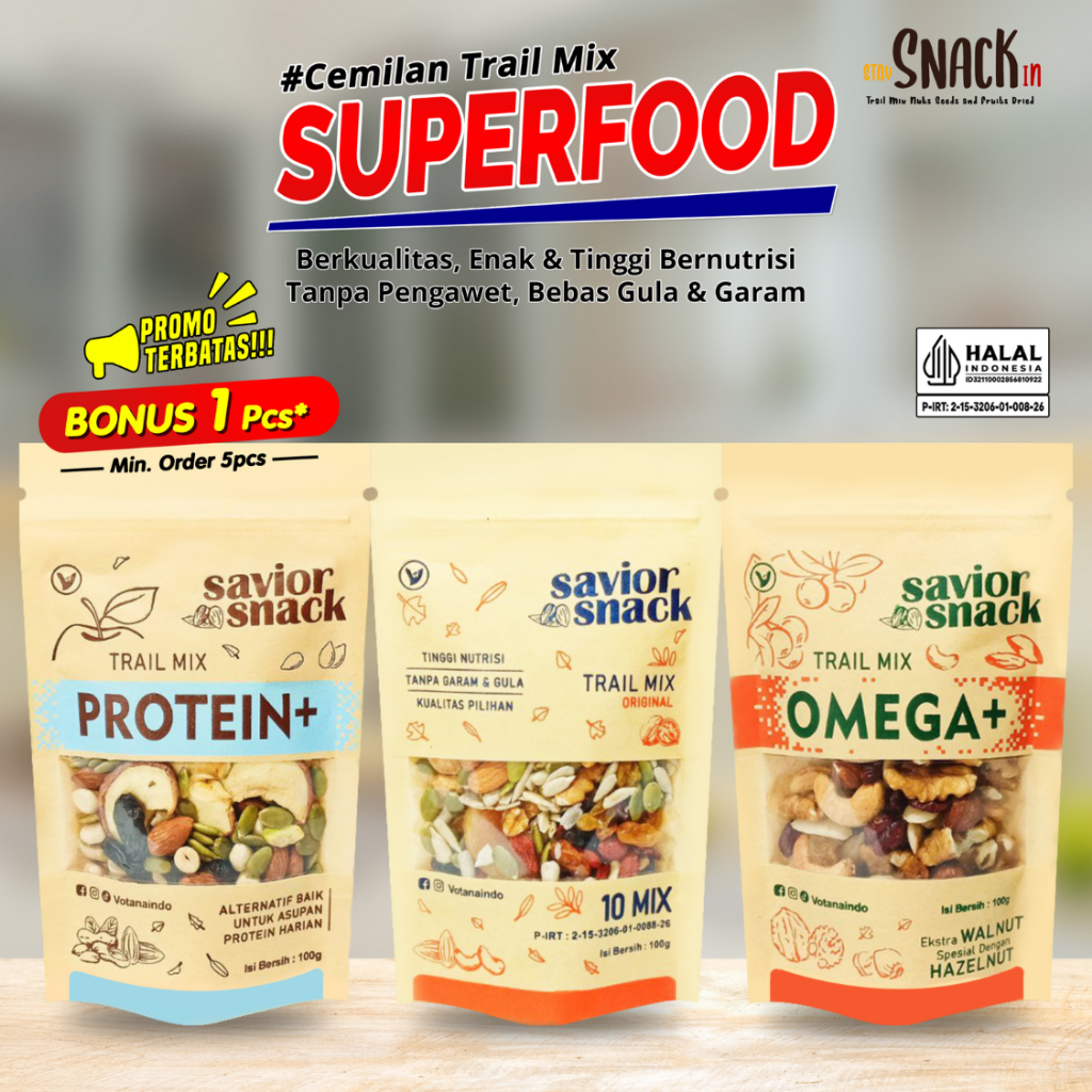 

Trail Mix SUPERFOOD Nut Seed and Fruit Dried Cemilan Enak dan Murah Berkualitas - Savior Snack