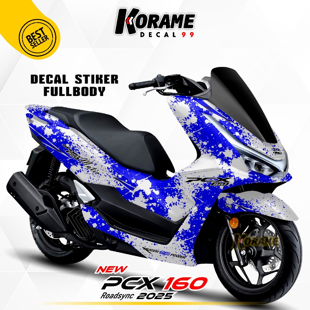 Decal NEW PCX 160 2025 Seires - Motif Hayabusa Putih Biru Fullbody