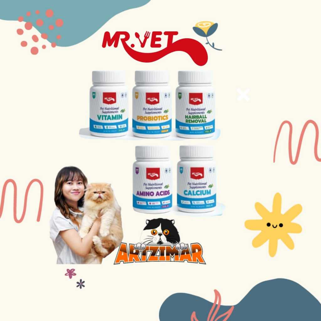 Mr.Vet Suplemen Nutrisi Hewan Peliharaan 1 KAPSUL ECER - Suplemen Calcium, Vitamin, Probiotik, Amino