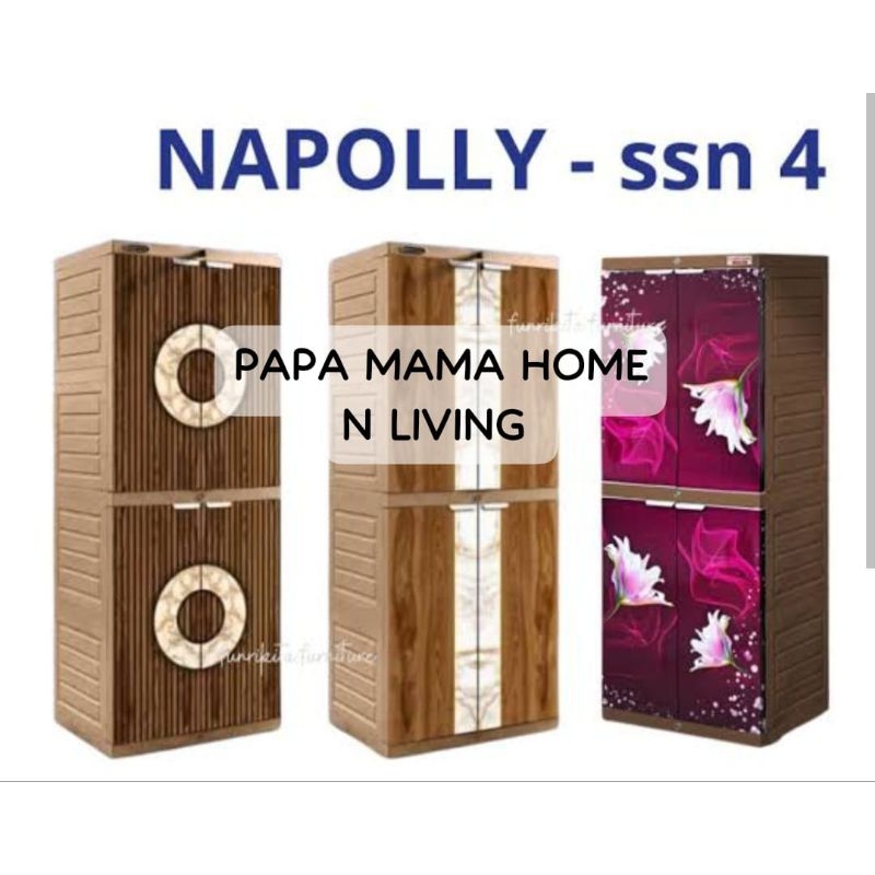Lemari Pakaian Plastik Napolly 4 Tingkat - Lemari Baju Full Rak