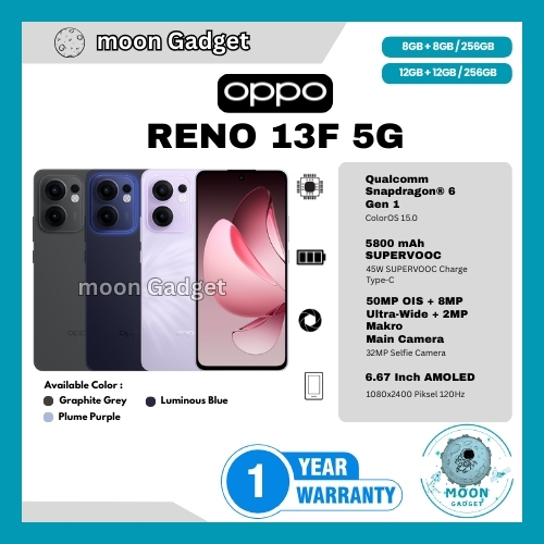 HP OPPO RENO 13F 5G 12/256GB, RENO 13F 5G 8/256GB & RENO 13F 8/256GB (GARANSI RESMI OPPO)