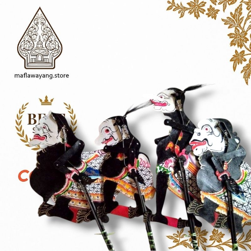 1 Set Wayang Kulit Punokawan Hitam Standar Dalang