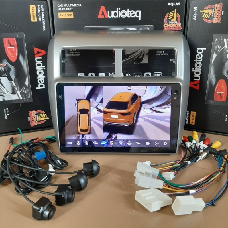 HEAD UNIT ANDROID AUDIOTEQ 4/128 GB NFC 360 KAMERA ANDROID AGYA WITH COOLING FAN ANDROID 9 INCH AUDI