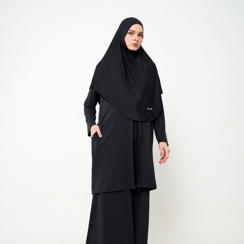 MANDJHA Zahara Set Black By IVAN GUNAWAN - Instant Hijab with Outer Busana Muslim Modest ORIGINAL