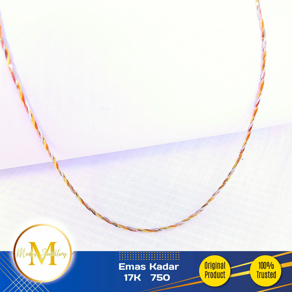 MODIS JEWELLER - Kalung Lilit 3 Warna Putih Kuning Rosegold - Emas 17k  750