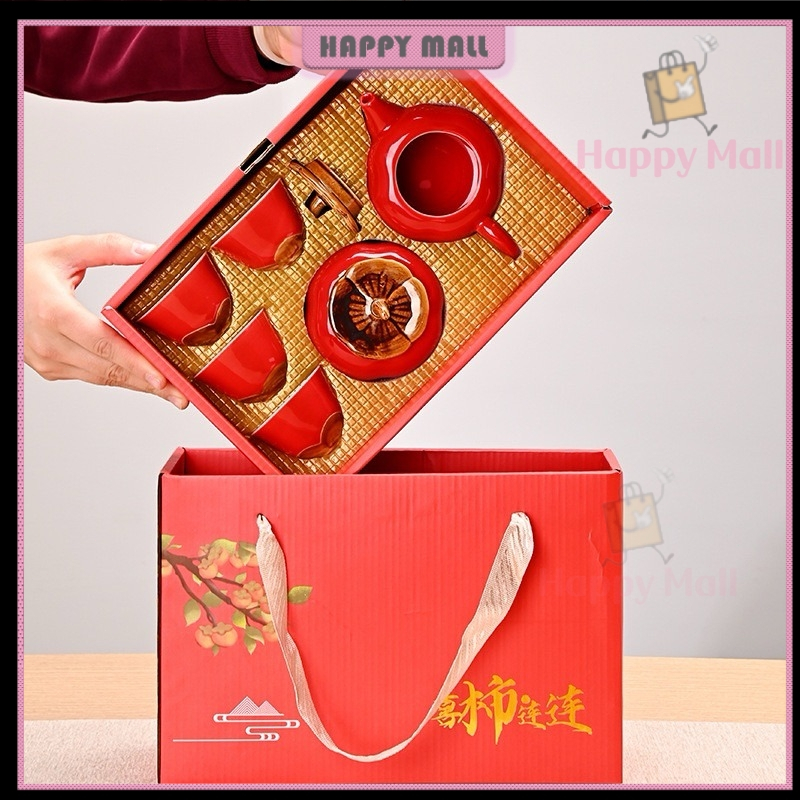 【Termuah-COD】Hampers Hadiah Keramik Cina Jepang Keramik Cina Teaset Teko Teko Poci Orange Cup Teaset