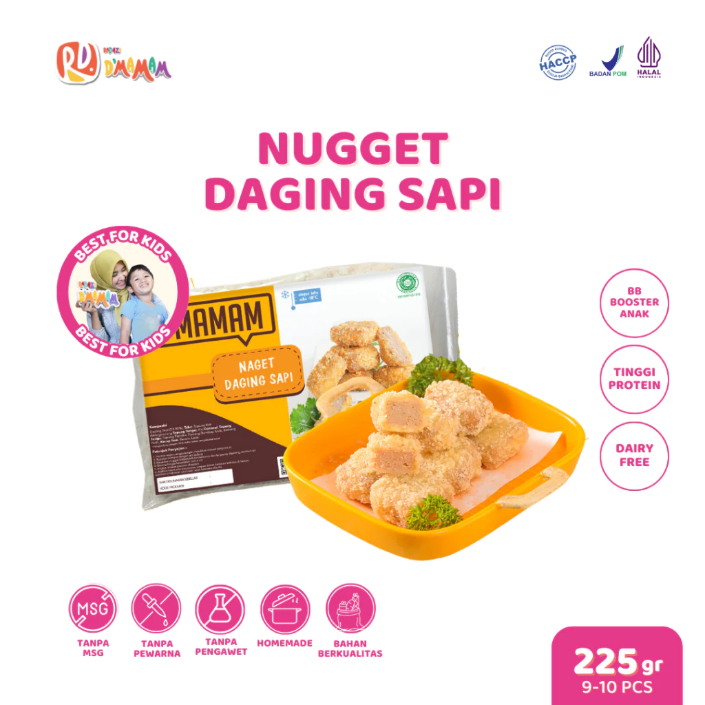 

DMAMAM MLG Nugget Daging Sapi 225g Anak MPASI Dairy Free Homemade BB Booster HACCP BPOM HALAL Nugget Sapi