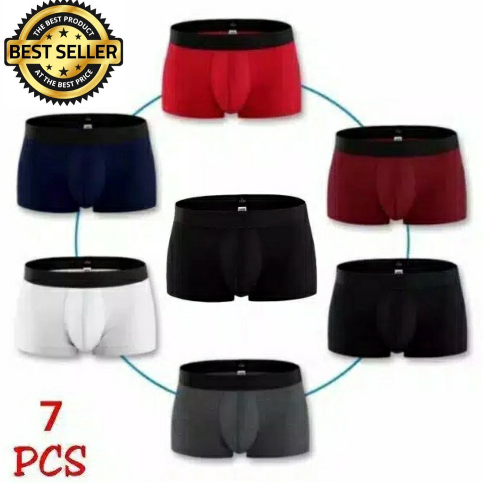 KODE X43O Promo ISI 7PCS Boxer Pria Polos Ekspor High Quality Termurah Terlaris