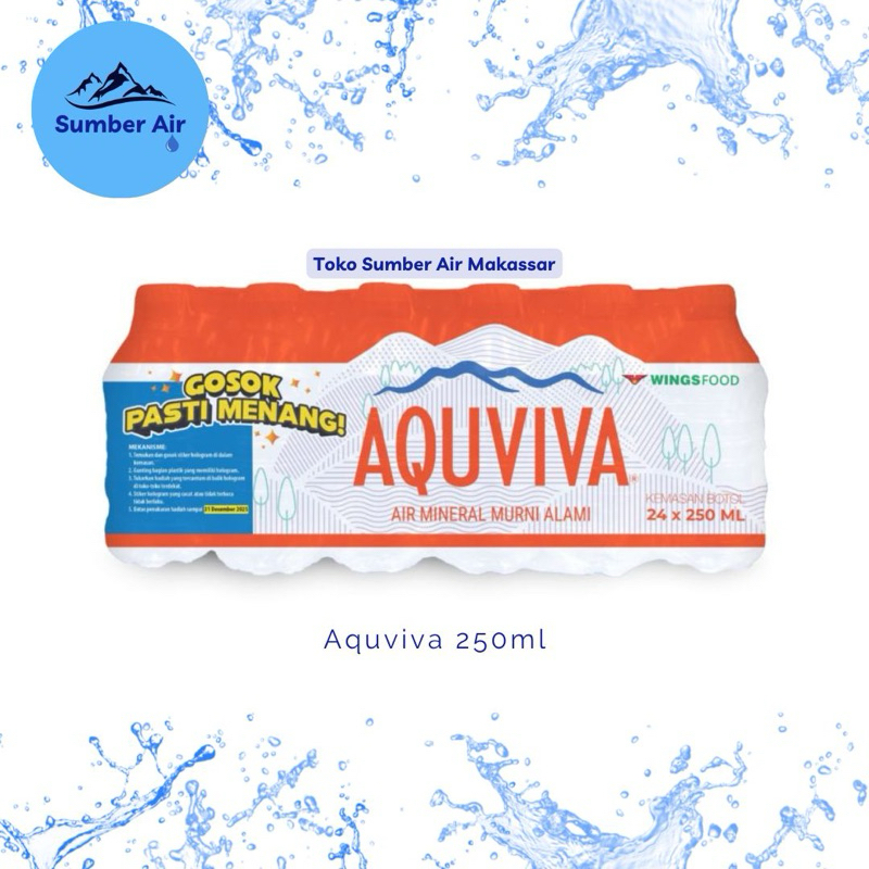 

Air Mineral Aquviva 250ml (1 pack isi 24 botol)