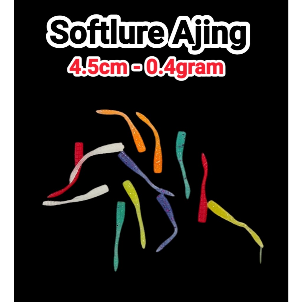 UMpan Mancing Softlure Ajing 10pc Soft Lure Ajing Lure Kenyal Kotrek Sabiki Glow in The Dark