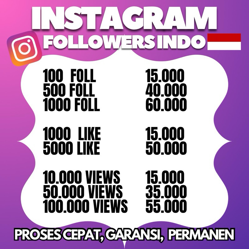 Jasa Tambah Follower / View / Like IG asli orang indo. proses cepat, aman, amanah,  garansi permanen