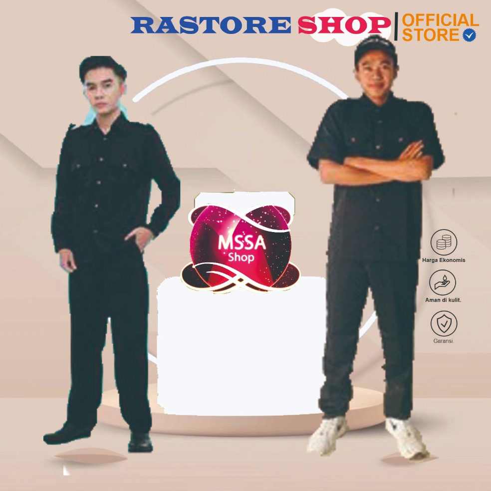 KODE B38A 1 Stel Baju Safari Security Seragam Safari Hitam Terbaru Seragam Supir Driver Seragam Kerj