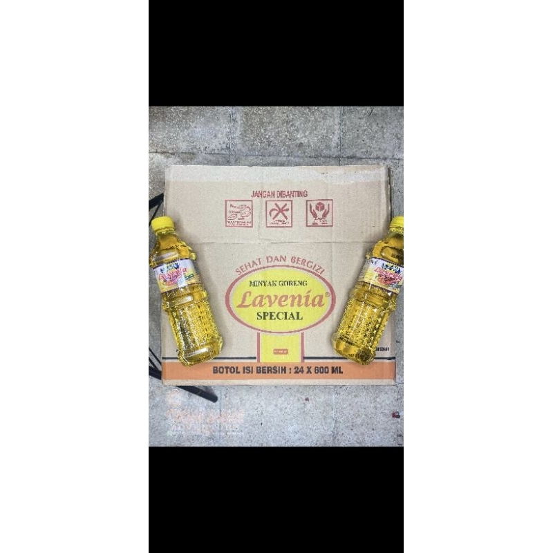 

minyak goreng 600ml kemasan botol lavenia 12pcs