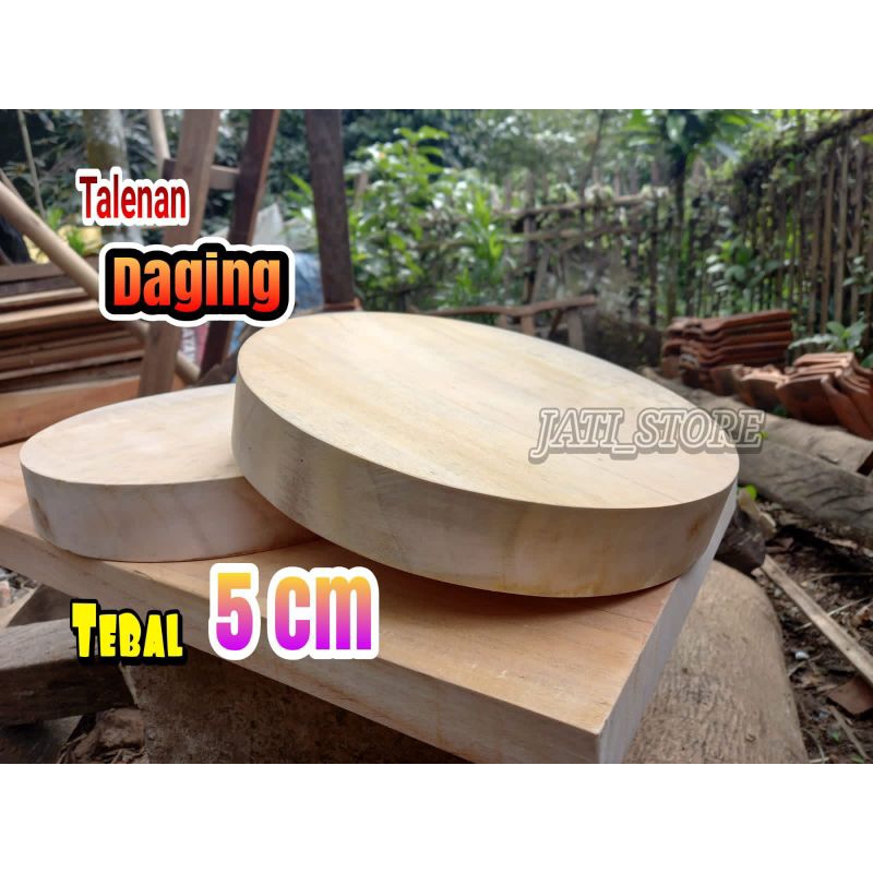 Talenan Daging tebal 5 cm 4 cm Talenan bulat kayu mahoni perhutani